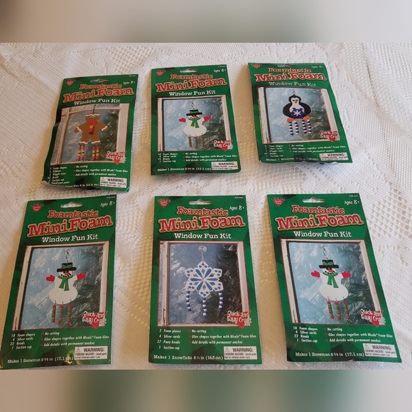 Set of 6 Sealed Mini Foam  Window Kits Snowman Gingerbread  Easy Craft - Picture 1 of 10